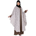 Printed Shrug with inner abaya combo -Beige